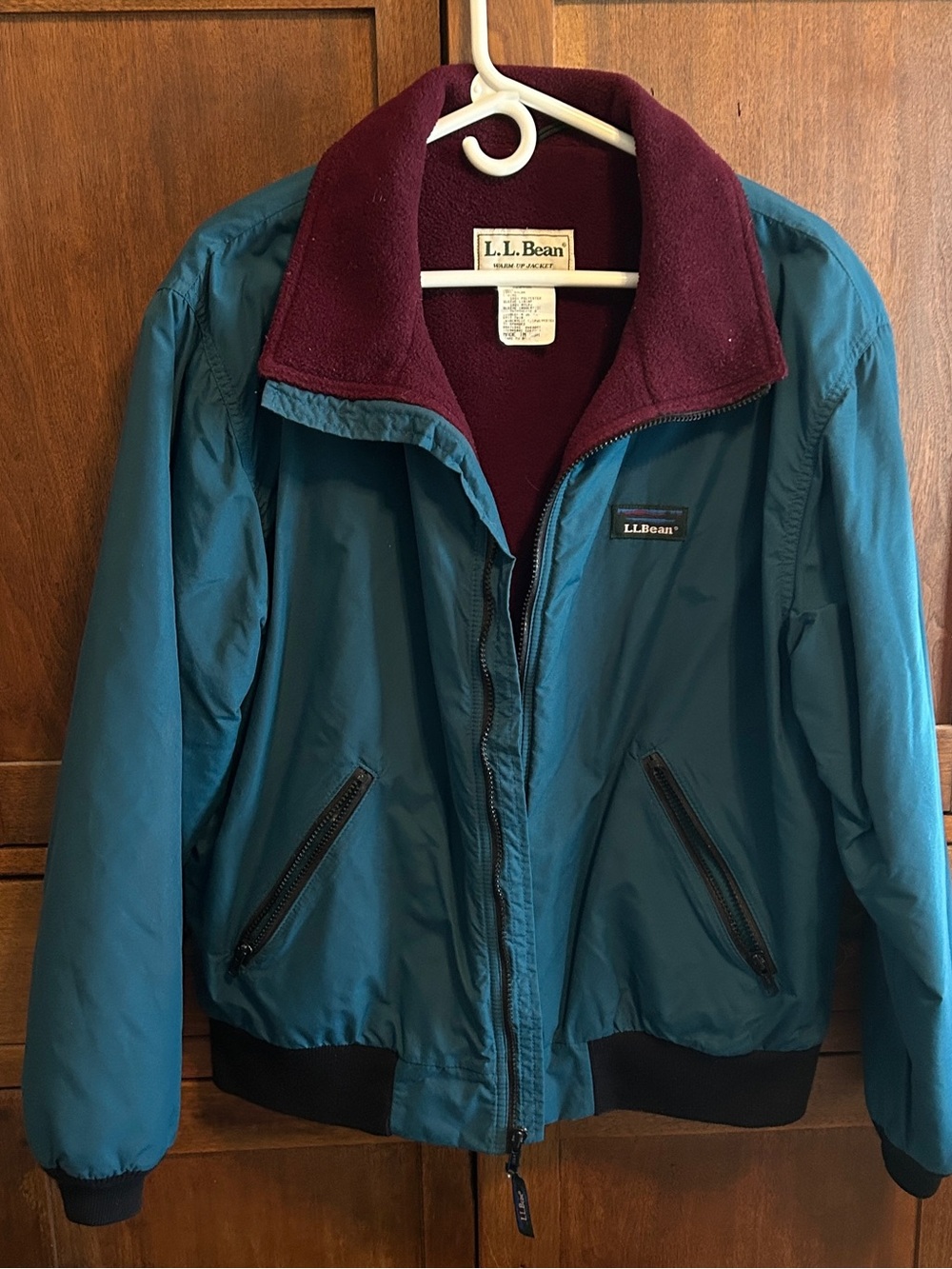 L.L. Bean Men’s Nylon Warm-Up Jacket Fleece Lined